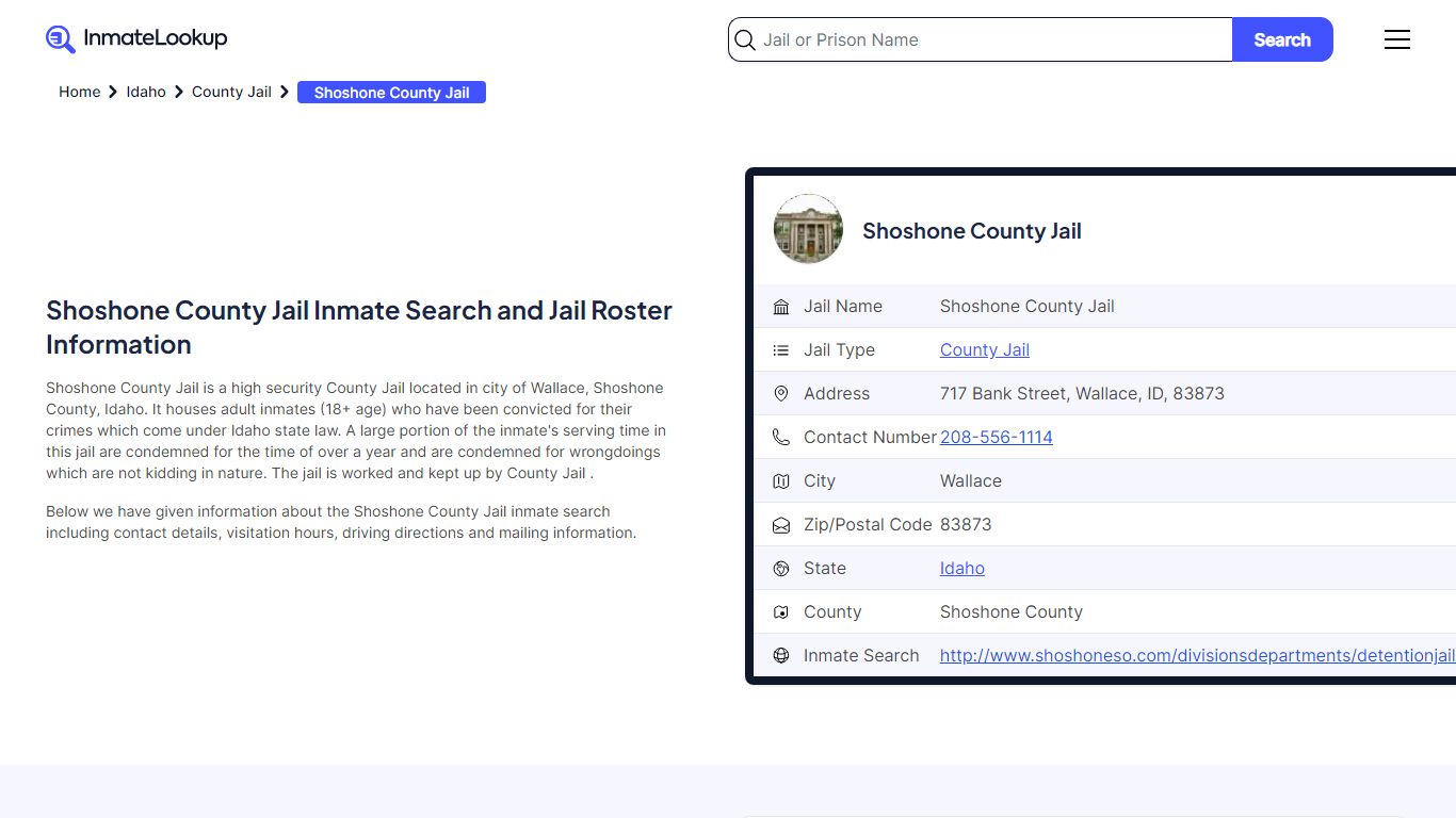 Shoshone County Jail (ID) Inmate Search Idaho - Inmate Lookup
